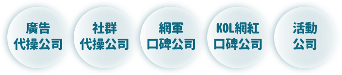 廣告代操公司 社群代操公司 網軍口碑公司 KOL網紅口碑公司 活動公司